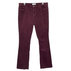 Loft Modern Boot Corduroy Pants Womens 10 Burgundy Wine Cotton Modal Stretch